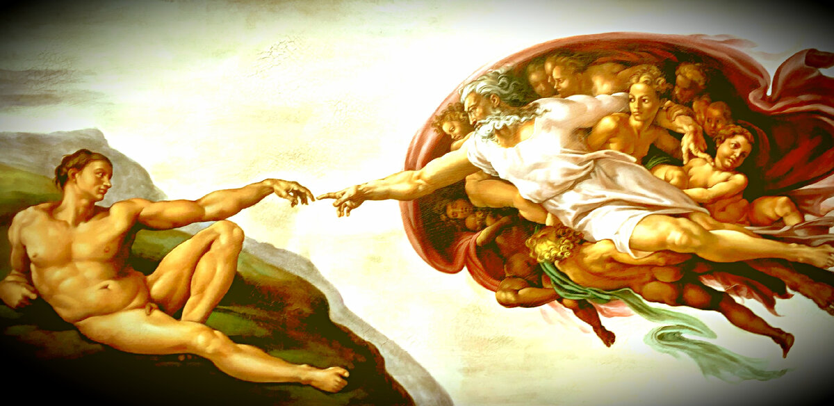 Микельанджело "сотворение Адама. Библейская версия
