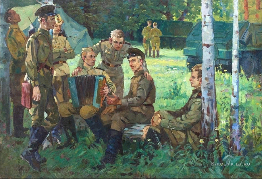 Еду на родину к корешам кто поет. «В прифронтовом лесу» (1942). Солдаты на привале. Солдатский привал.