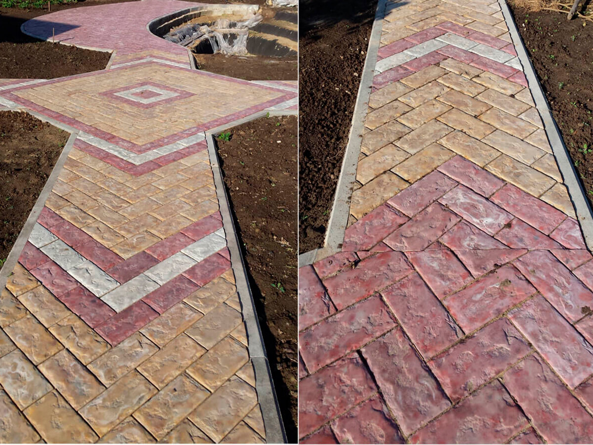 Тротуарная бетонная плитка, созданная окатышным методом вибролитья