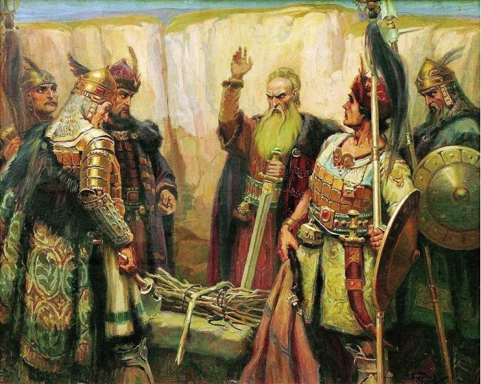 Кубрат и его сыновья. Картина Д. Гюдженова (1926 год) 