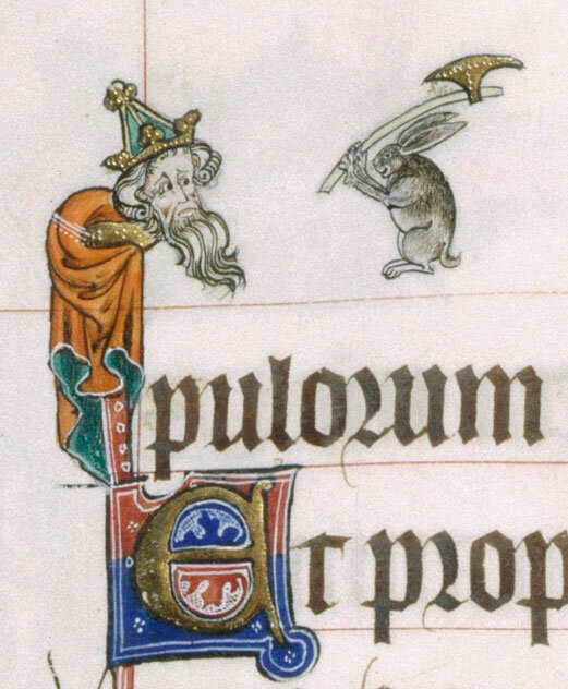 Кролик-убийца из Горлестонской псалтири (XIV в.)