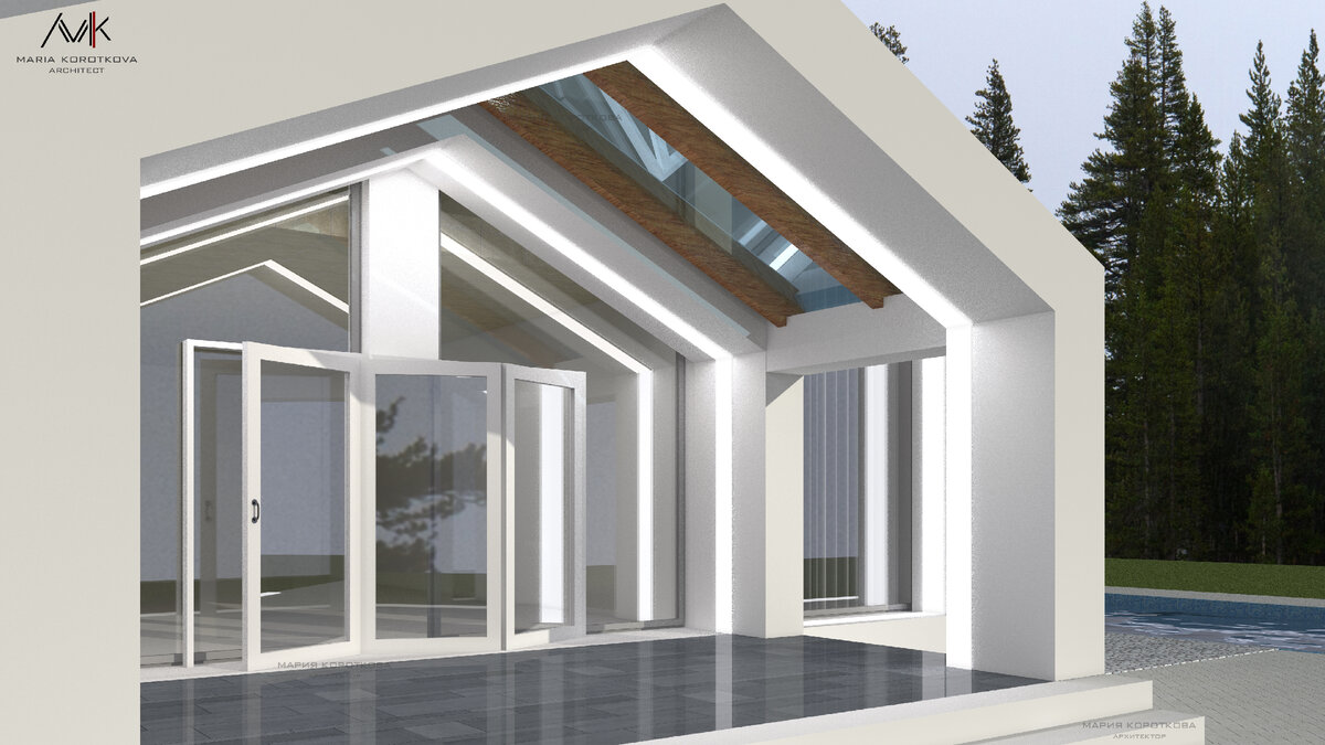 Входная группа. Дом в стиле барнхауз. Архитектор Мария Короткова.