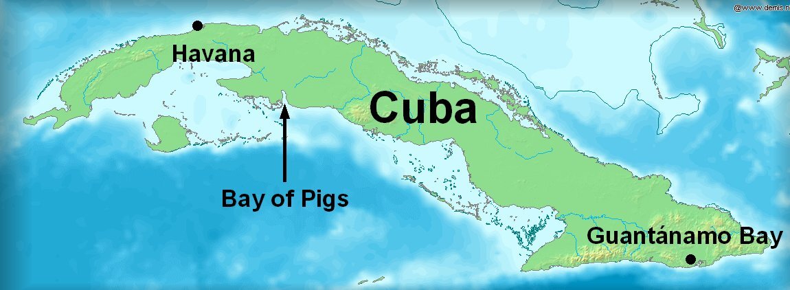 Операция в заливе Свиней (Bay of pigs) на карте