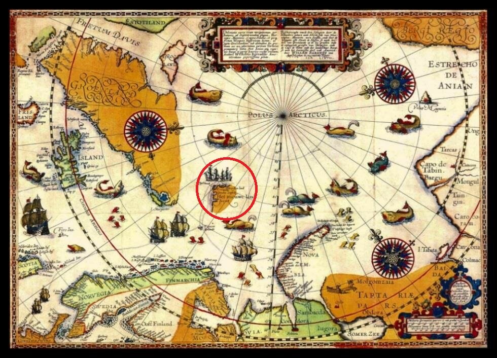 Карта Геррита де Фера с обозначением Шпицбергена и Новой Земли, 1598 г. 