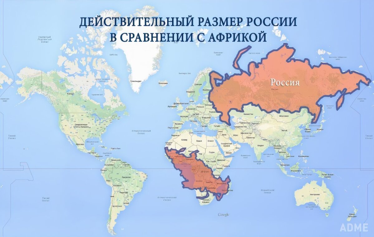 Размер государственного россии. Реальные Размеры России и Африки на карте. Реальные Размеры континентов на карте. Территория Африки и России в сравнении.