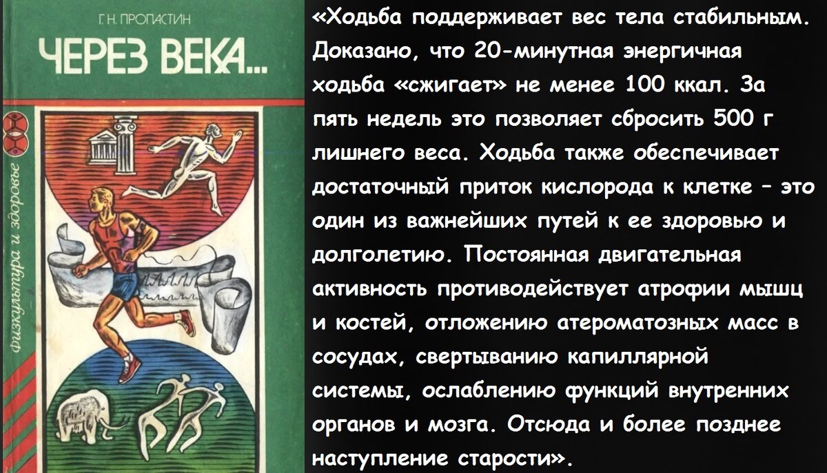 Пользе ходьбы Глеб Пропастин посвятил седьмую главу своей книги «Через века...».