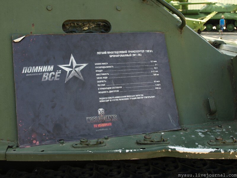 Этот экземпляр подарен музею Северо-Кавказским военным округом, в лице командира в/ч 87705 полковника Трощий Виктора Григорьевича.