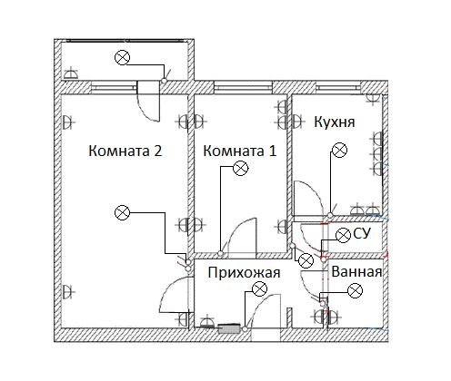 Схема электропроводки в двухкомнатной хрущевке • Energy-Systems