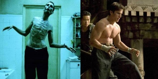Кристиан Бэйл в фильмах «Машинист » (2004 год) и «Бэтмен: Начало» (2005 год).