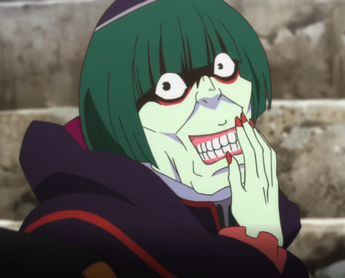 Смеётся наверное потому-что псих? Честно не знаю