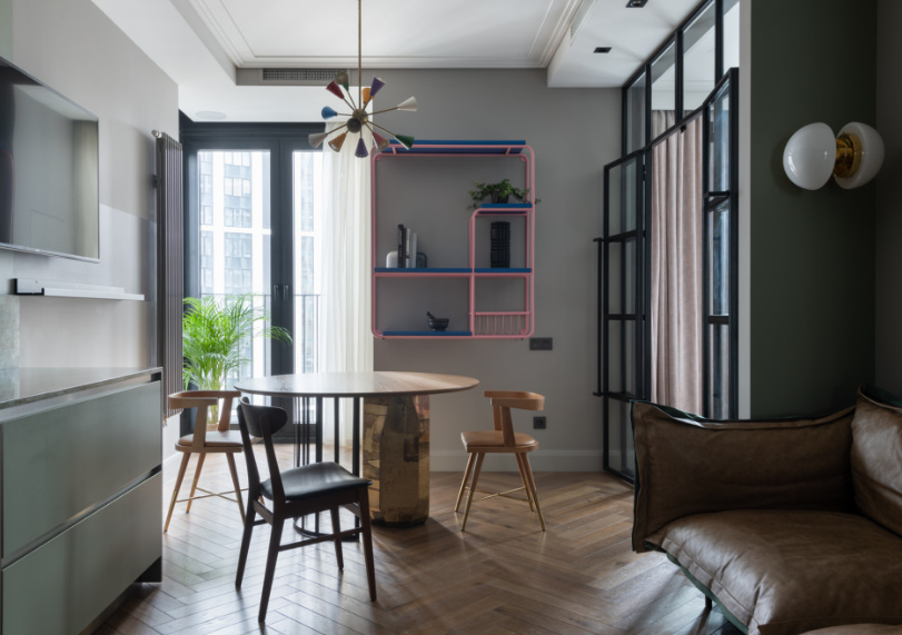 Зона кухни и столовой в готовом проекте