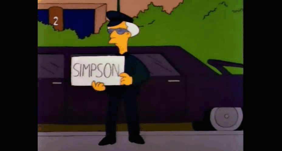– Смотри, Мардж, у этого парня такая же фамилия, как у нас. Такси! /Фрагмент сериала Симпсоны, s03e02