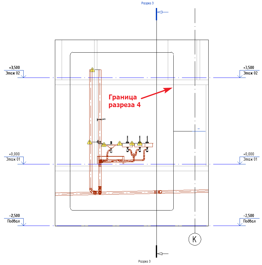 Ревит разрез не отображается на плане