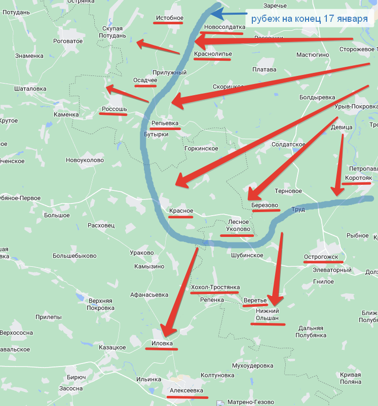 40-я армия на втором этапе Острогожско-Россошанской операции, рисунок Автора