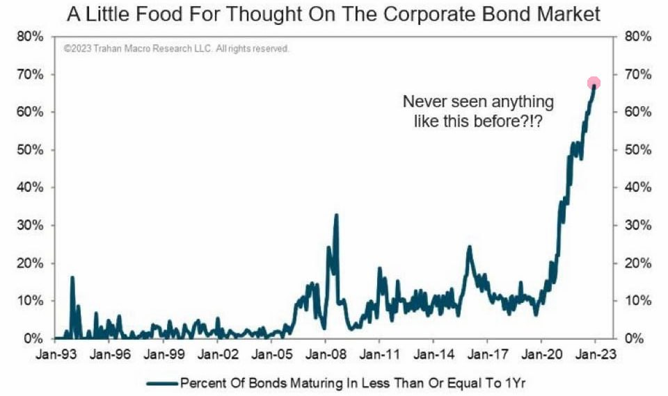 Trahan Macro: мировым корпорациям предстоит рекордный год по объему рефинансирования и это при уже повышенных ставках
