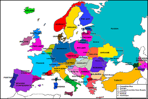 Политическая карта европы со странами 2022