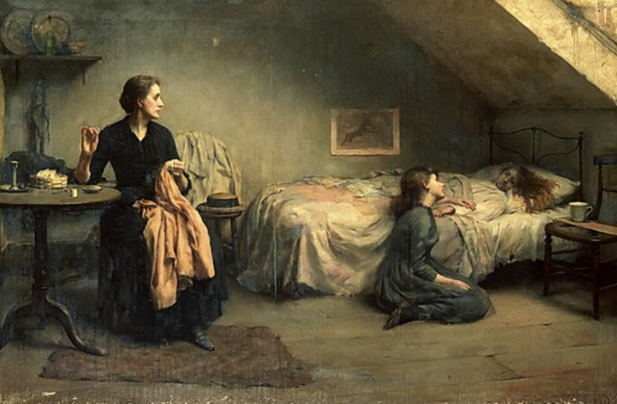 Картина вдова. Художник Thomas Benjamin Kennington(1856-1916).