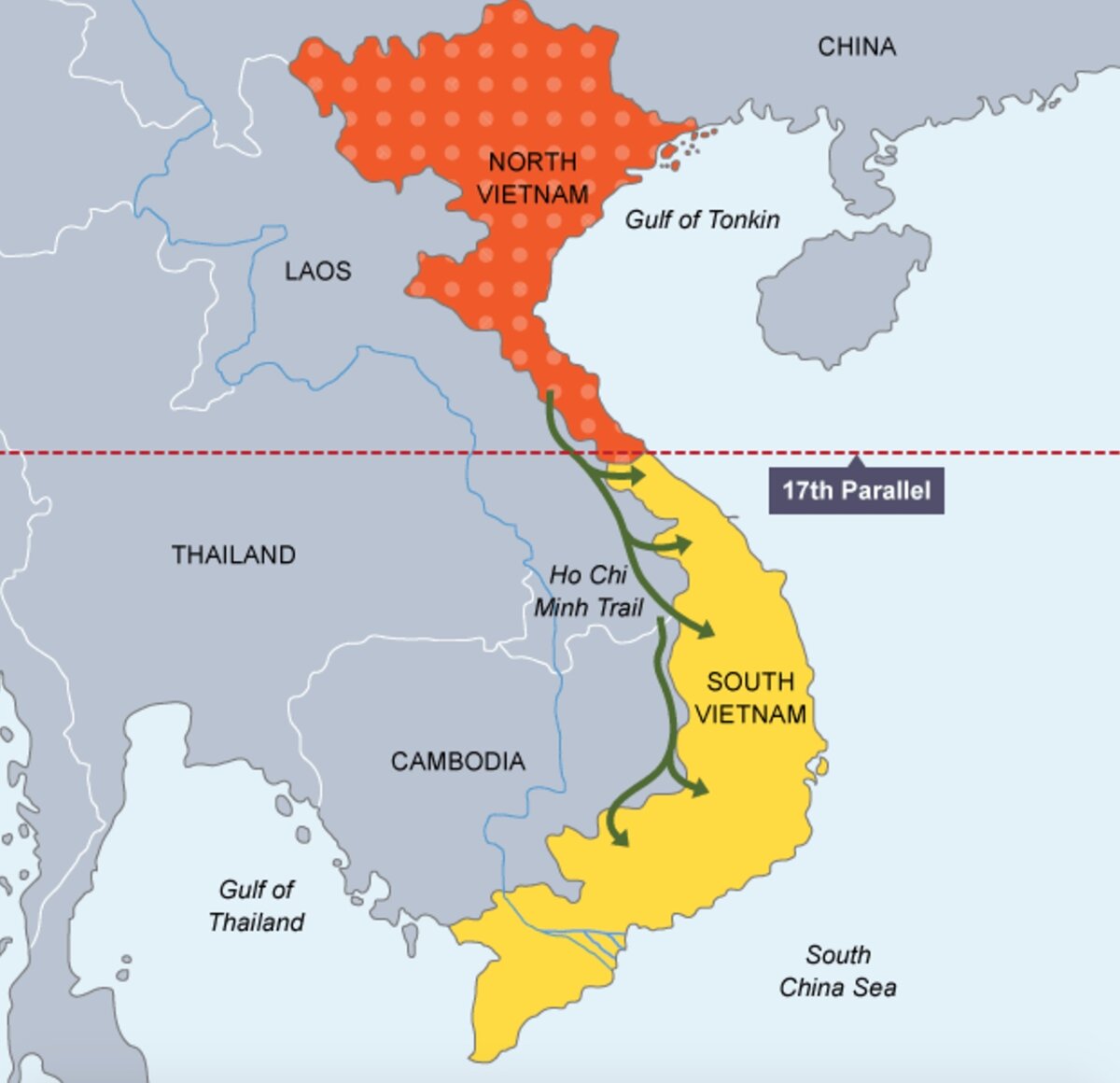 Вьетнам границы страны. Разделение Вьетнама по 17 параллели. Северный и Южный Вьетнам на карте. 17 Параллель во Вьетнаме. Карта Вьетнама 17 параллель.