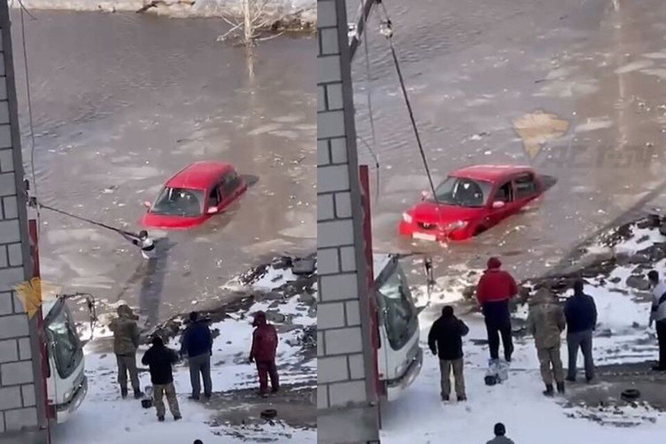     Вытаскивать машину пришлось с помощью крана. Фото: "АСТ-54"