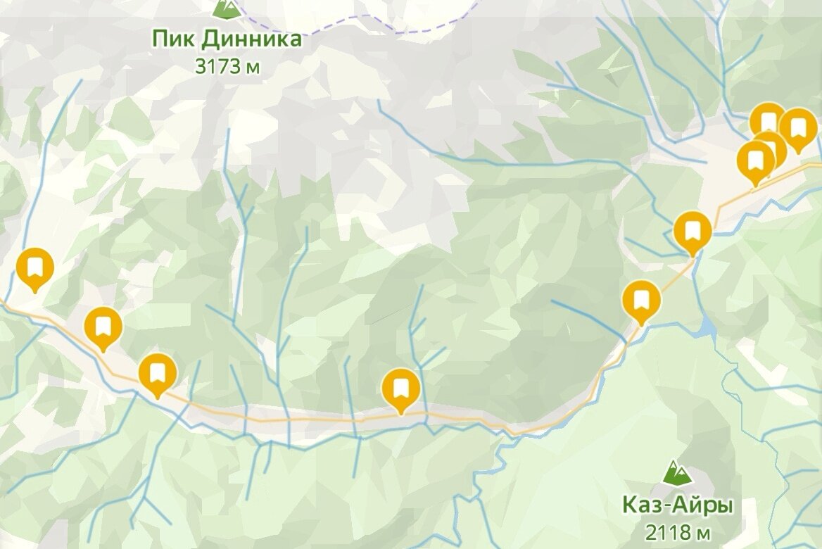 Кадастровая карта архыза с улицами и номерами домов