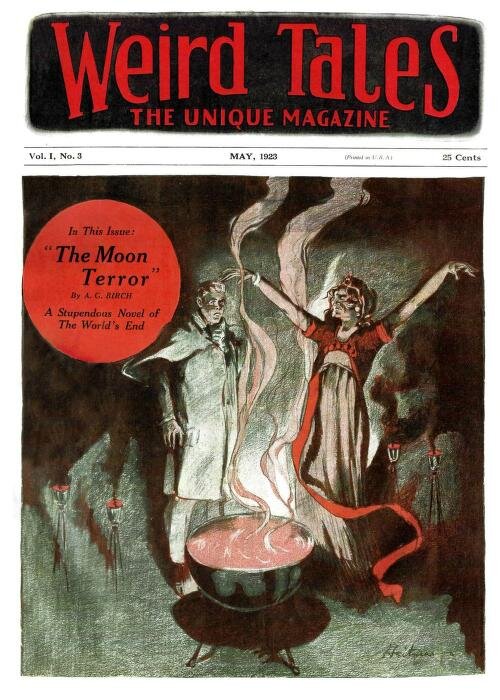 Обложка журнала Weird Tales за май 1923 с рассказом Эдварда Булвера-Литтона "Лицом к лицу с призраками"