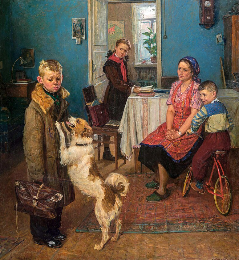 Решетников Фёдор Павлович. «Опять двойка», холст, масло, 1952.