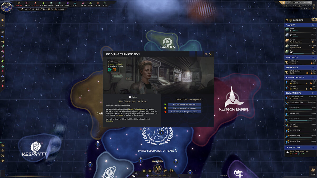 Stellaris глядит в этот скиншот, как в зеркало. Сойдет за комплимент?
