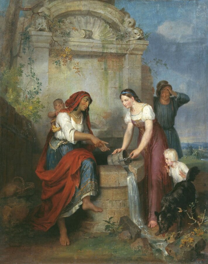 Вильгельм Август Голике "Гадание у колодца", 1839