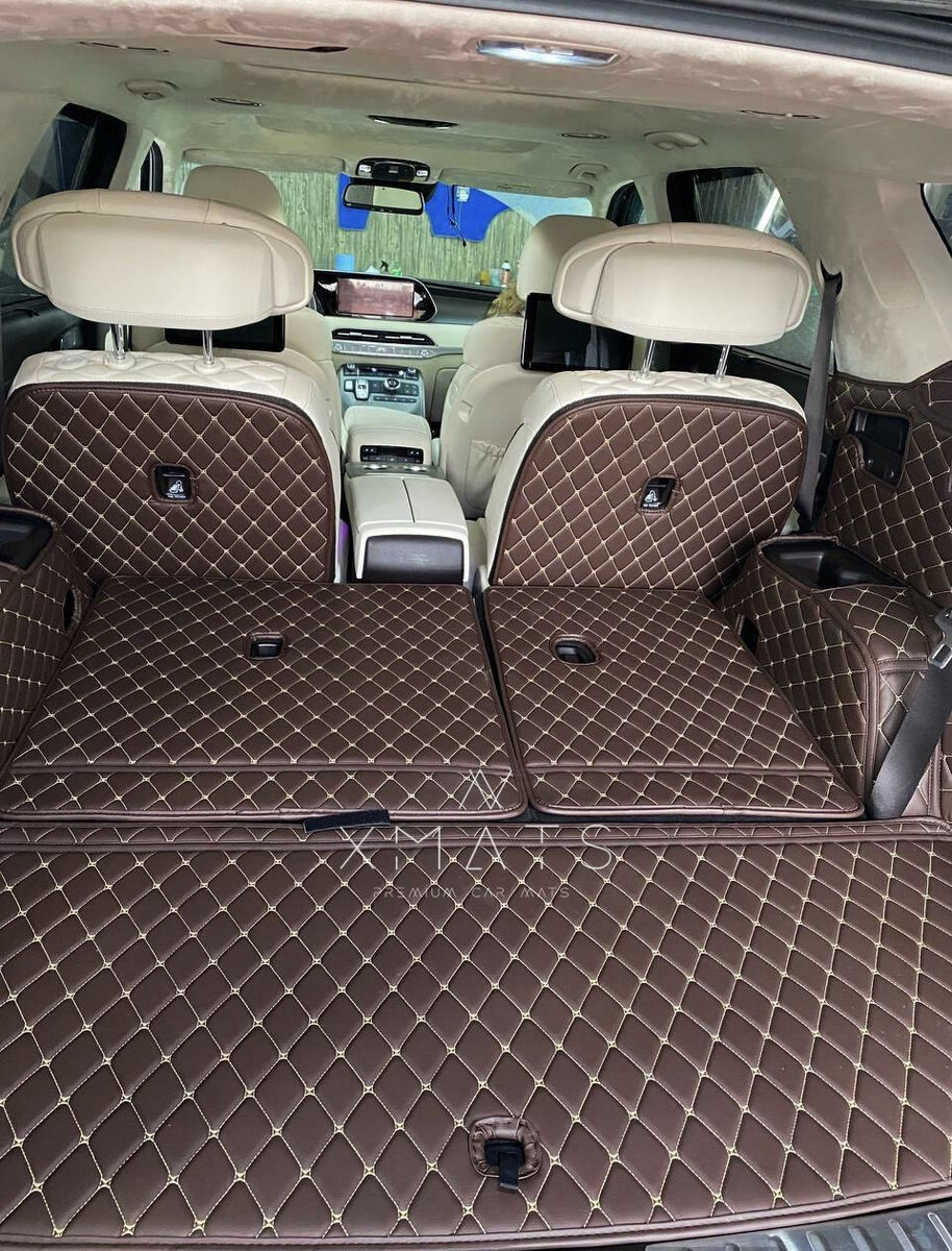 3D коврики из экокожи на Hyundai Palisade (с капитанскими креслами)
