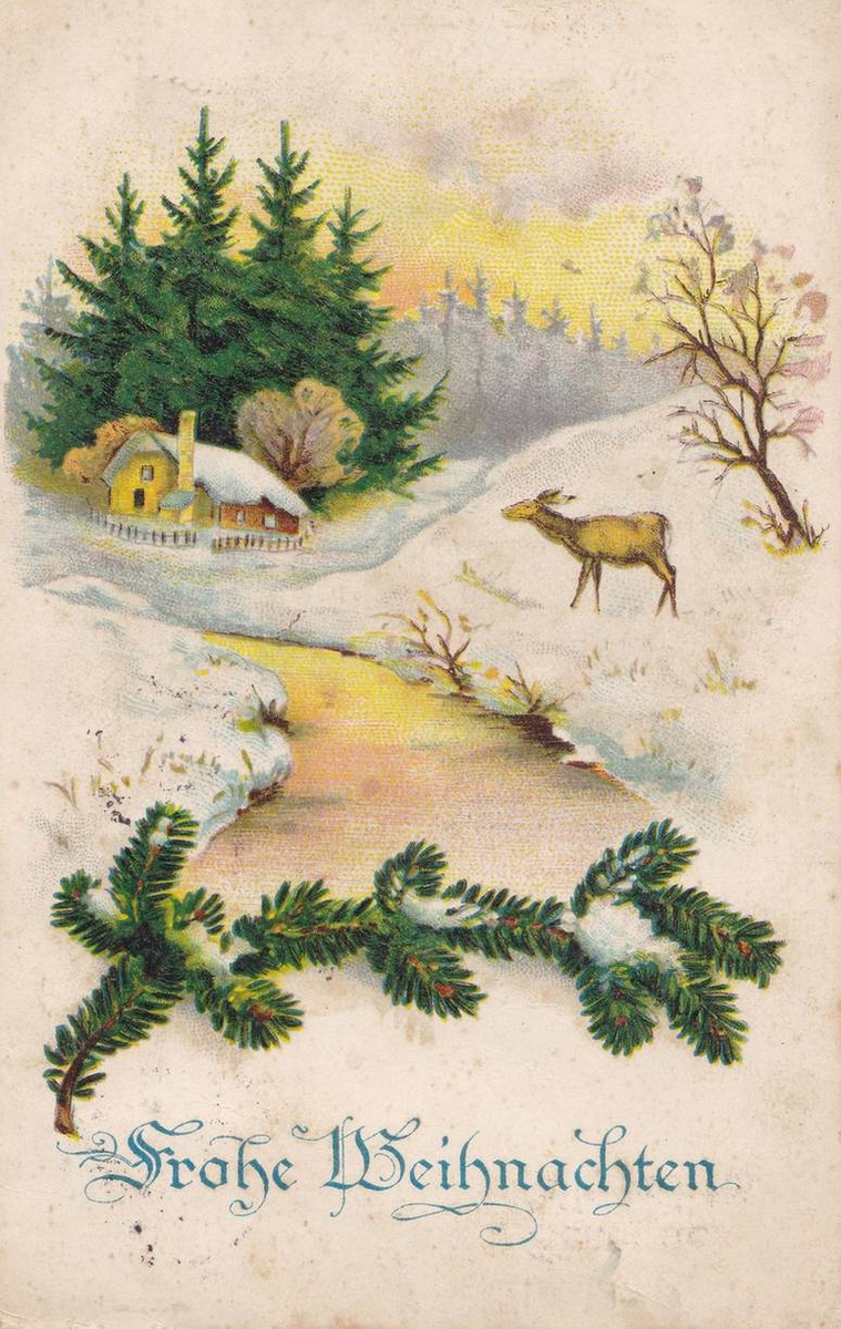 Дореволюционная рождественская открытка, изображение из интернета