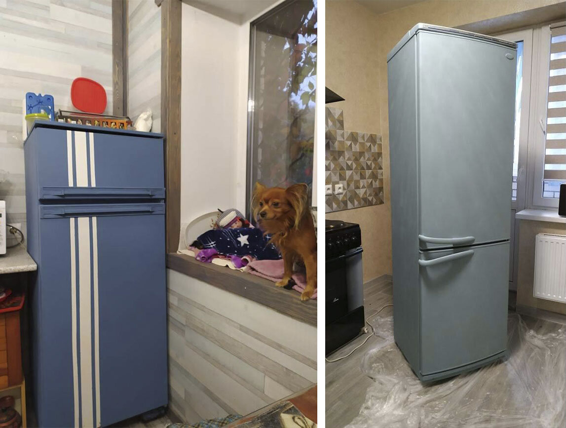 перекрашенный холодильник. преобразить старый холодильник. реставрируем холодильник. крашеный старый холодильник. реставрируем холодильник.