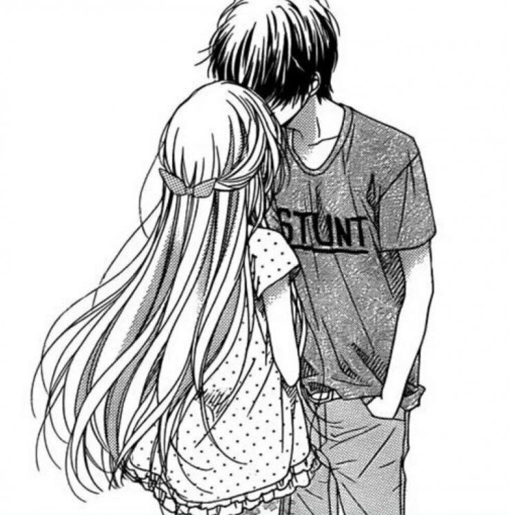 Милые аниме картинки парочек черно белые