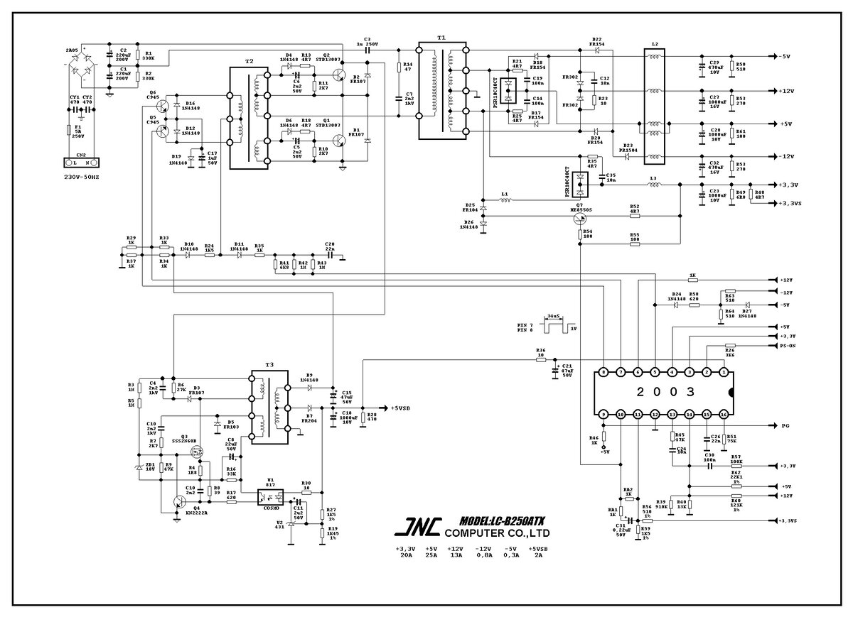 Схема Блока питания POWER ONE ATX-A-1R W