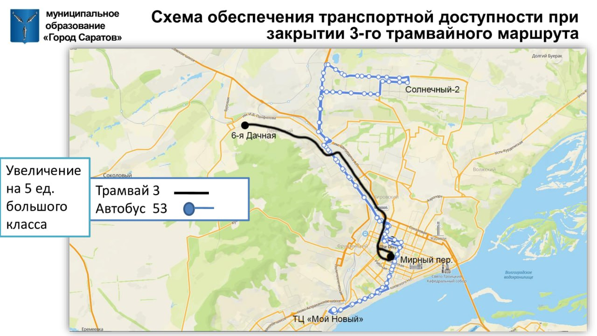 План маршрута скоростного трамвая в саратове