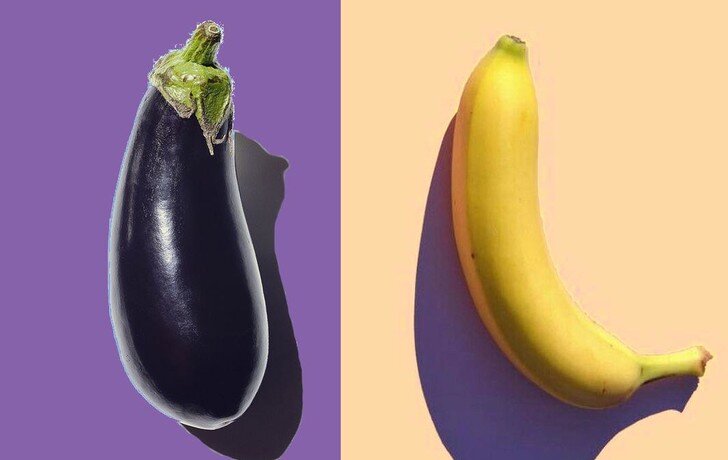 Large banana and measuring tape as image of man's penis