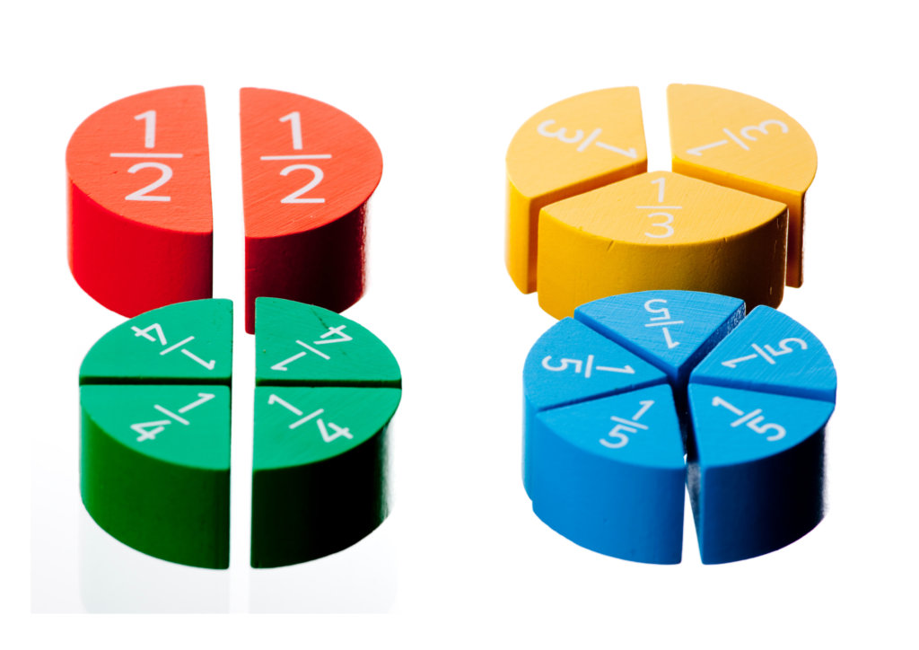 Важно показать, как конкретные дроби представляют собой части целого.