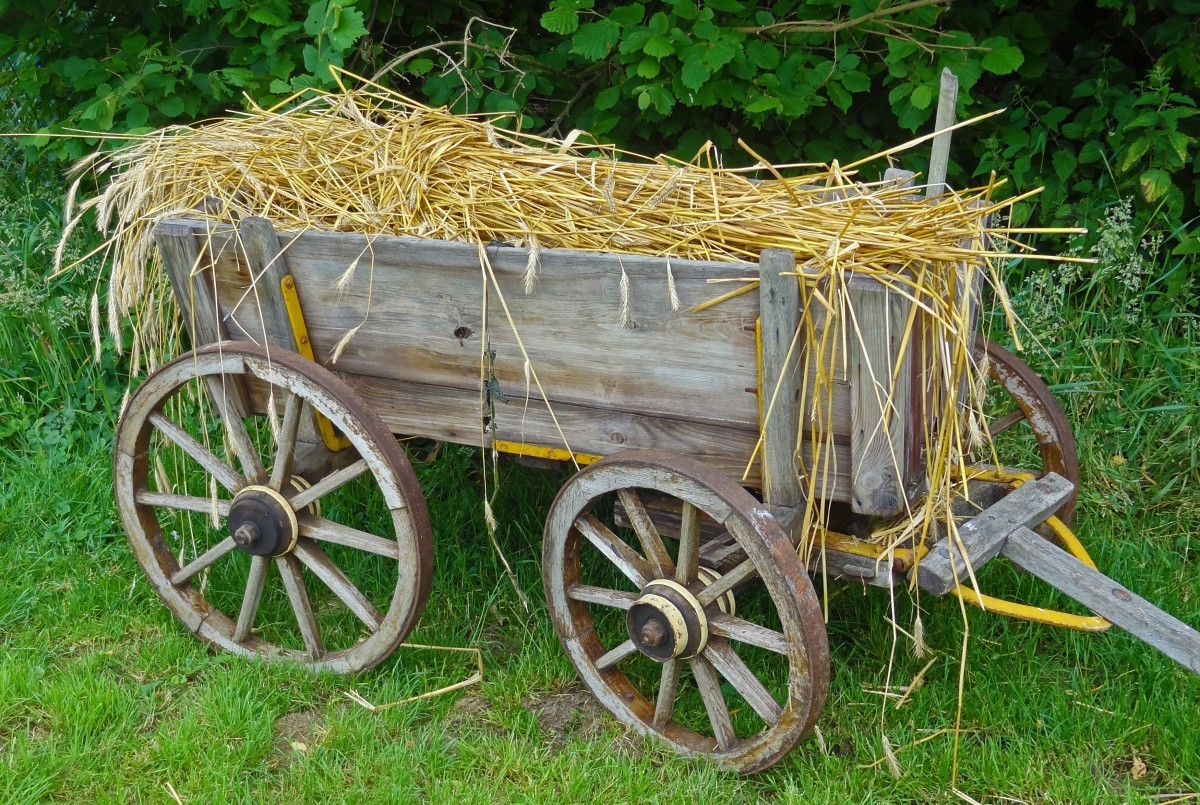 Подвода. Hay-Wagon. Воз телега. Телега с сеном. Воз повозка.