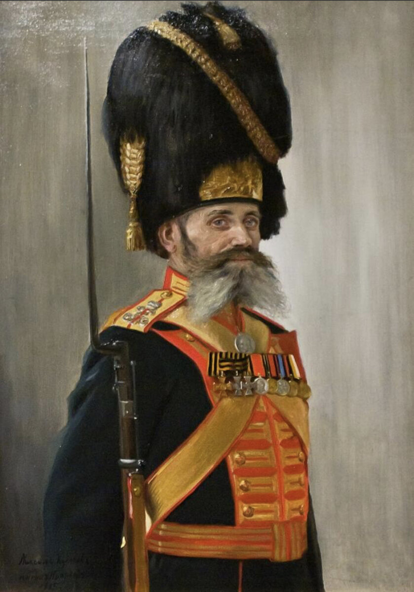 В. А. Поярков, «Портрет рядового Роты Дворцовых Гренадер М. Кулакова», 1915