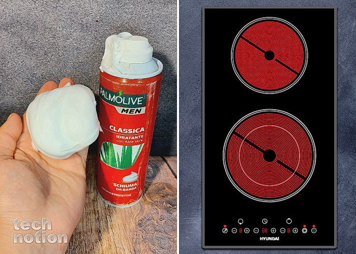 Пена для бритья до блеска очистит плиту / Изображение: дзен-канал technotion