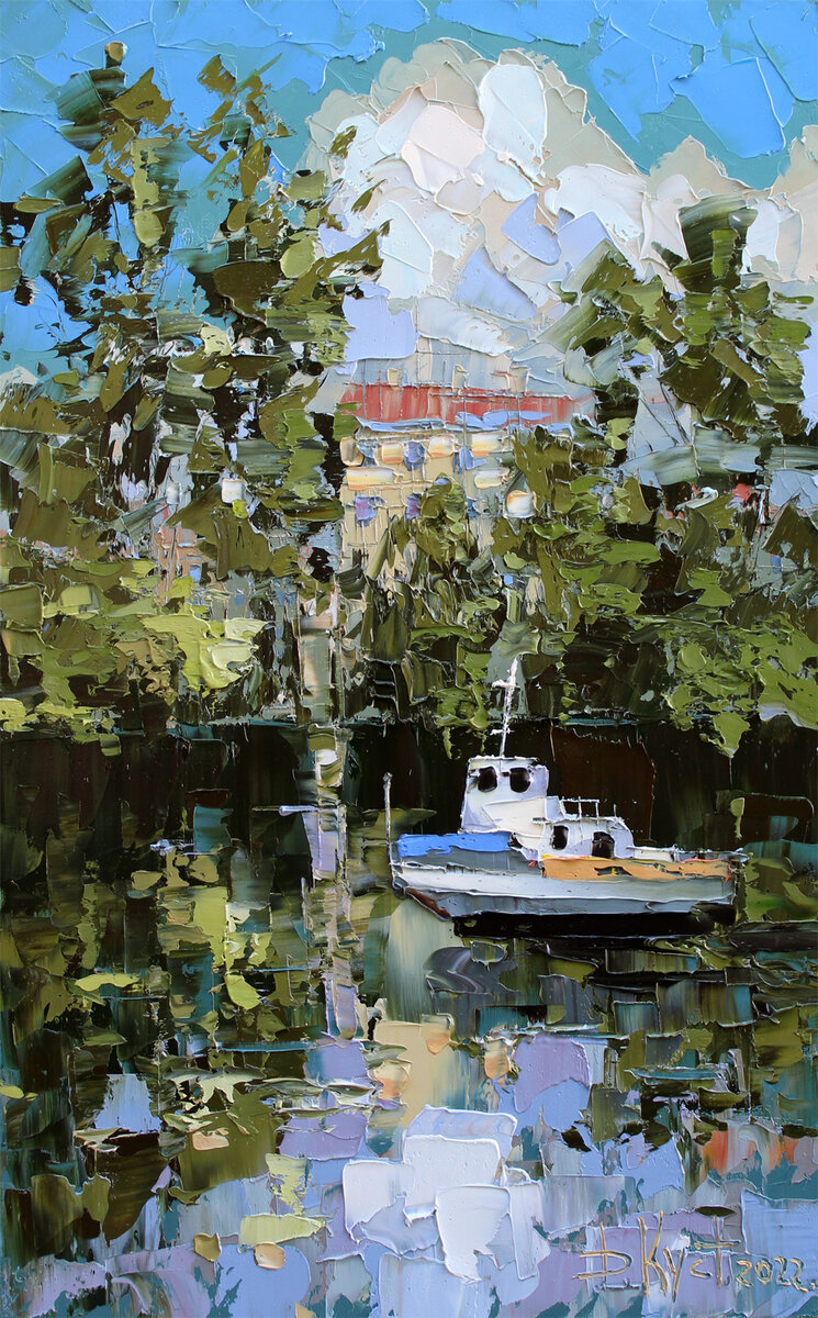 Дмитрий Кустанович. Облака - дома - кораблики, 80х50 см, 2022