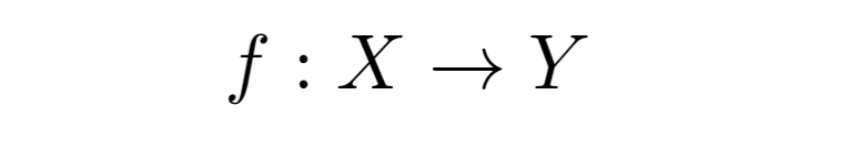 X это область определения. Y содержит все f(x) для любых x из Y (то есть все значения), но не обязательно ими ограничивается.