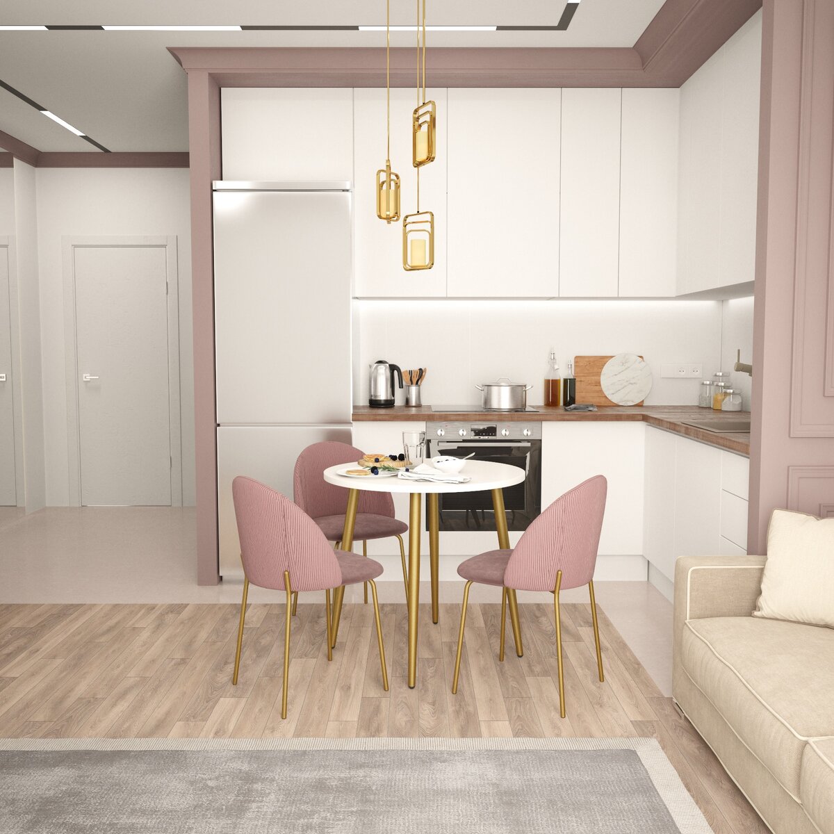 Круглый стол Бруно и стулья Монти, ателье дизайнерских стульев DEBUT