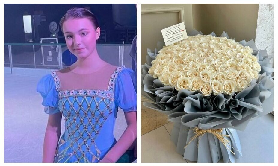    Щербакова получает подарки от поклонников в Катаре. Фото: Страницы фанатов Щербаковой в соцсетях