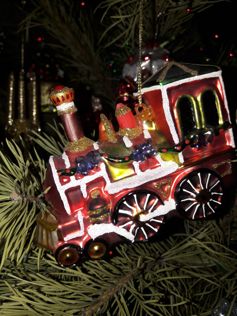 Ёлочная игрушка "Паровоз", стекло