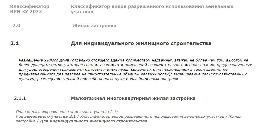 Виды разрешенного использования земельного участка лпх