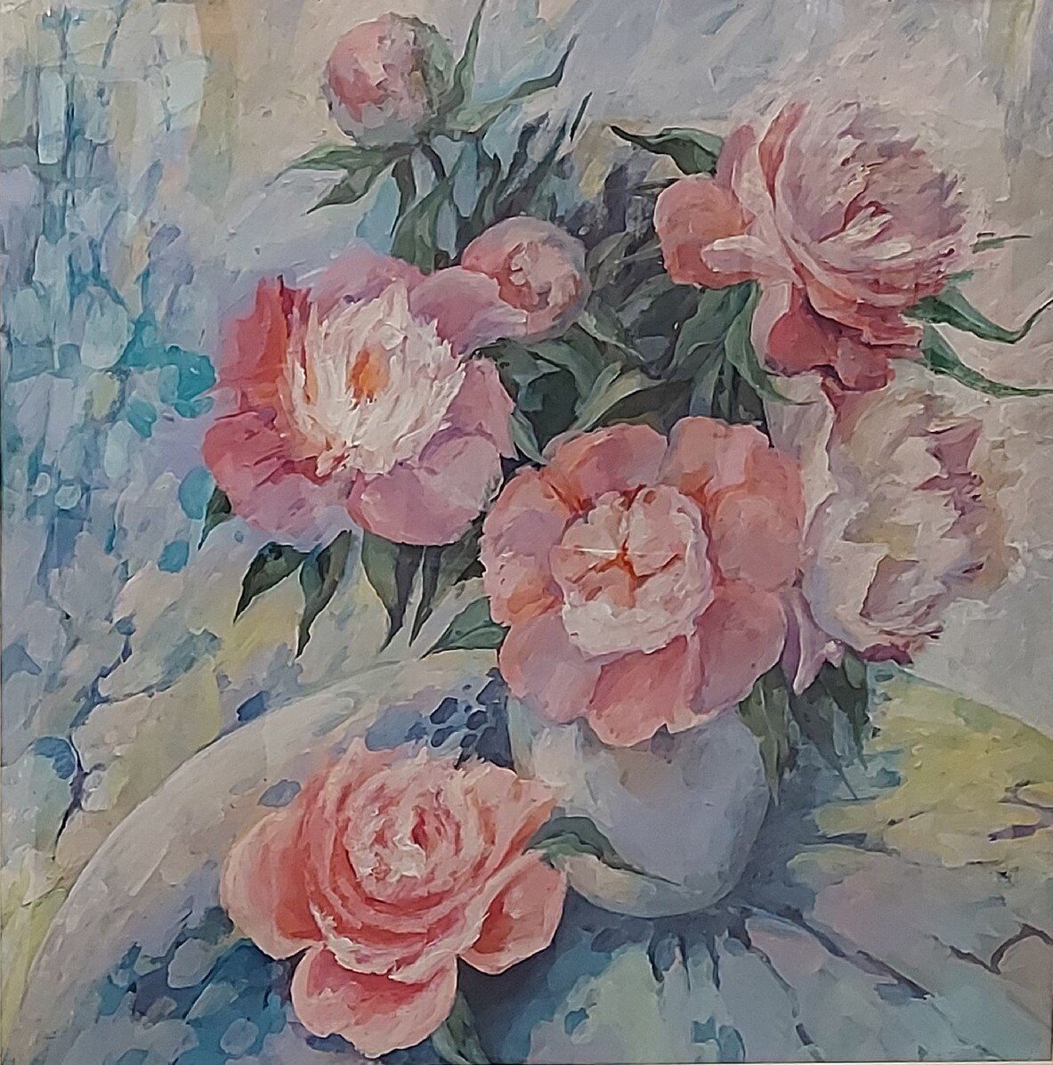 Пионы на голубом. Елена Ерохина