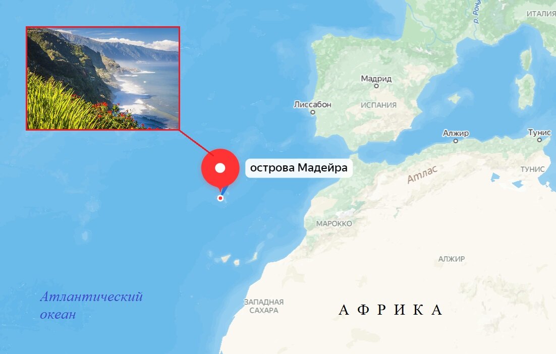 Где находится остров мадейра на карте