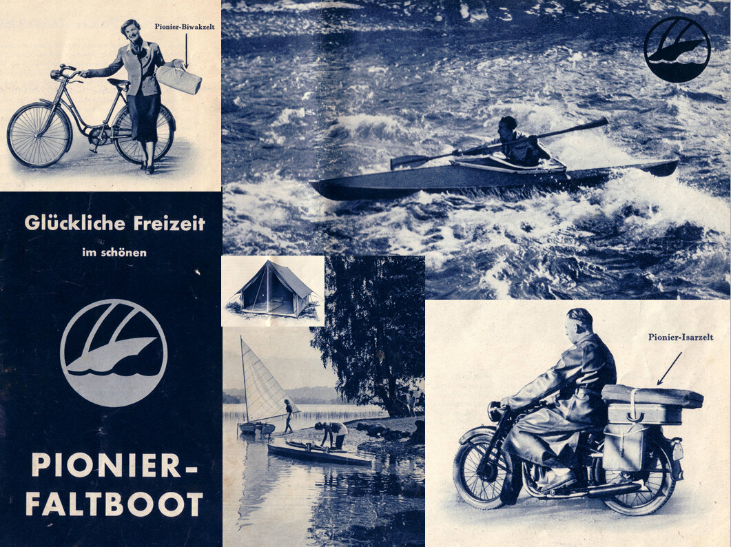 Рекламный проспект фирмы Pionier-Faltboot-Werft H.Hoeflmayr & Co. Помимо разборных лодок, они производили и разборные палатки - знакомые нам брезентовые "домики". Листайте ➡
