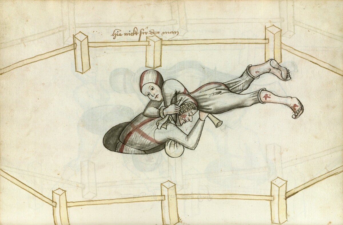 Иллюстрация из рукописи 1459 года книги о боях Ганса Тальхоффера.