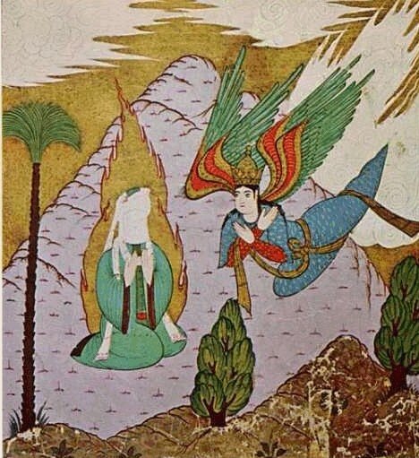 Джабраиль нисходит к Мухаммаду.                     
